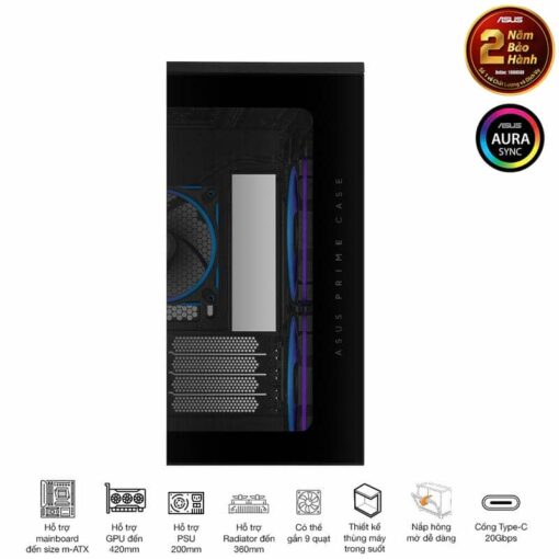 ASUS Prime AP202TG Black M-ATX Tempered Glass Case