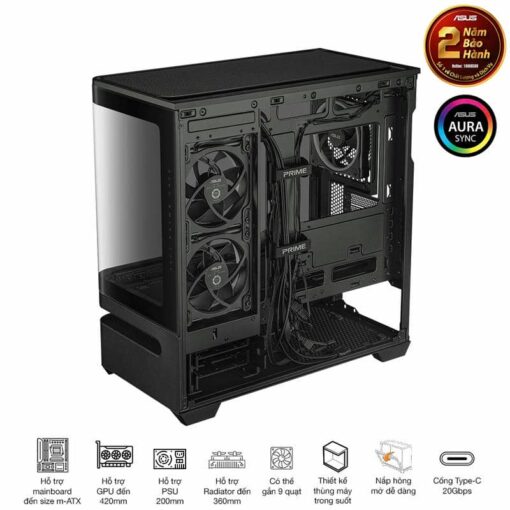 ASUS Prime AP202TG Black M-ATX Tempered Glass Case