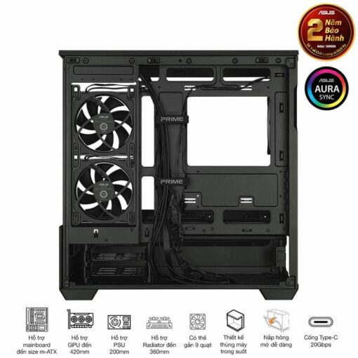 ASUS Prime AP202TG Black M-ATX Tempered Glass Case