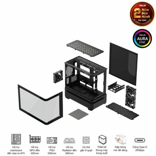 ASUS Prime AP202TG Black M-ATX Tempered Glass Case
