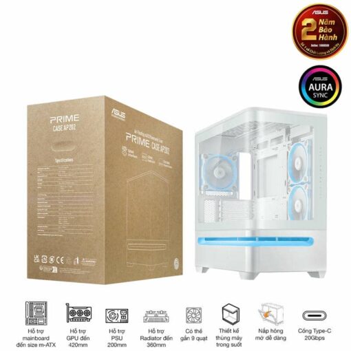 ASUS Prime AP202TG White M-ATX Tempered Glass Case