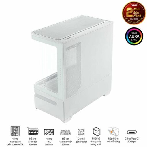 ASUS Prime AP202TG White M-ATX Tempered Glass Case