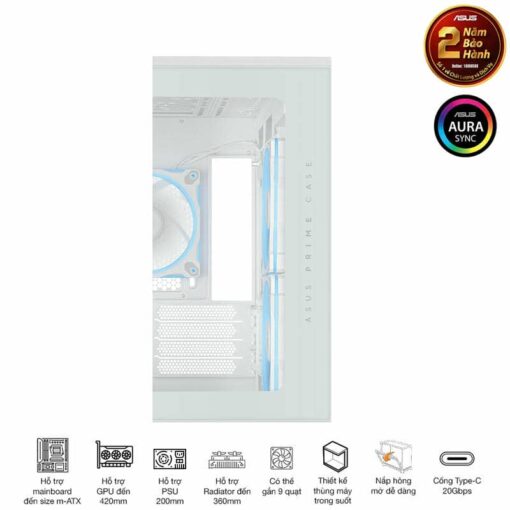 ASUS Prime AP202TG White M-ATX Tempered Glass Case