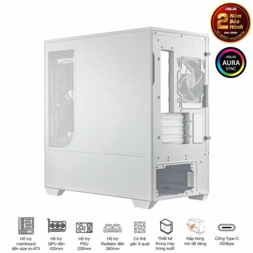 ASUS Prime AP202TG White M-ATX Tempered Glass Case