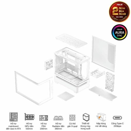 ASUS Prime AP202TG White M-ATX Tempered Glass Case