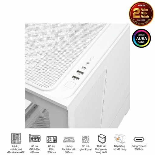 ASUS Prime AP202TG White M-ATX Tempered Glass Case