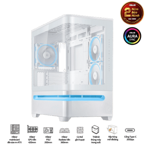 ASUS Prime AP202TG White M-ATX Tempered Glass Case