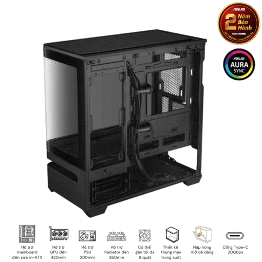 ASUS Prime AP202TG Black M-ATX Tempered Glass Case