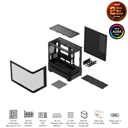 ASUS Prime AP202TG Black M-ATX Tempered Glass Case