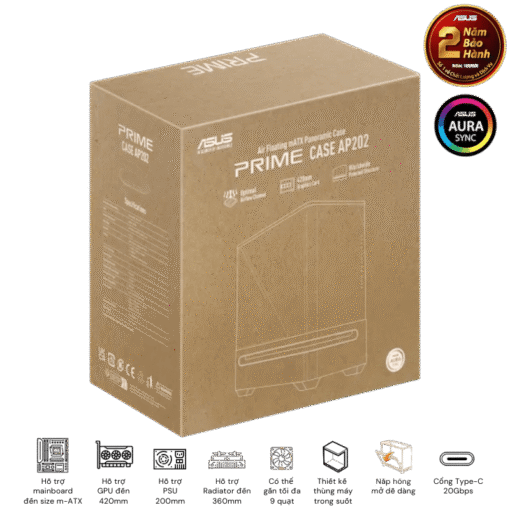 ASUS Prime AP202TG Black M-ATX Tempered Glass Case
