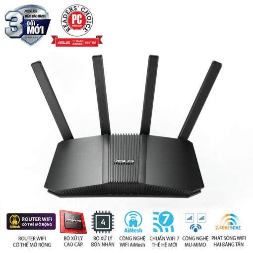 ASUS RT-BE58U WiFi 7 AiMesh Extendable Router - 688+2882 Mbps,  4x External antenna