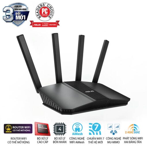 ASUS RT-BE58U WiFi 7 AiMesh Extendable Router - 688+2882 Mbps,  4x External antenna
