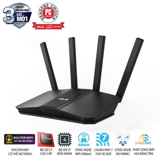 ASUS RT-BE58U WiFi 7 AiMesh Extendable Router - 688+2882 Mbps,  4x External antenna
