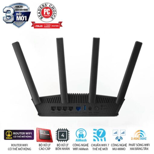 ASUS RT-BE58U WiFi 7 AiMesh Extendable Router - 688+2882 Mbps,  4x External antenna