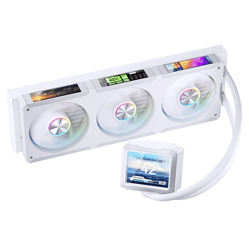 JONSBO TF3-360SCB White AIO Liquid Cooling - 3.5 inches IPS Main Screen (640×480 px), 360mm radiator 75 TF3 360SCW pic