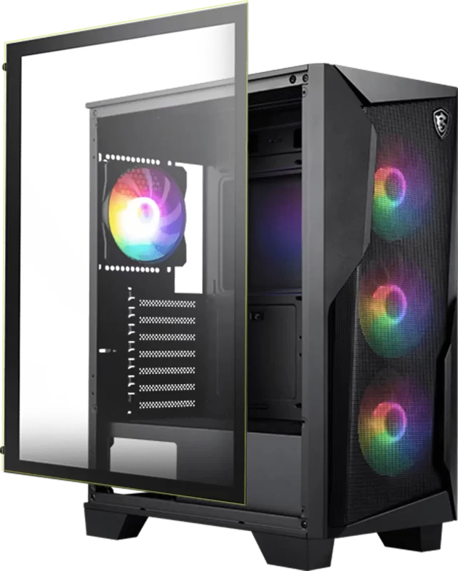 MSI MAG FORGE 130A AIRFLOW Gaming Case - Black, ATX, Tempered Glass, 4x 120mm ARGB included 31 Tempered Glass Window