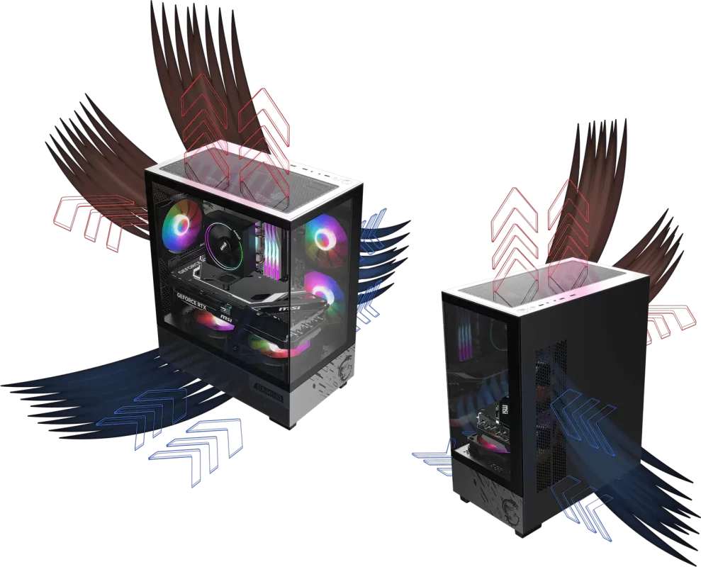 MSI PAG PANO M110A Panoramic Case - Black, M-ATX, 3x 120mm fan included 15 airflow img