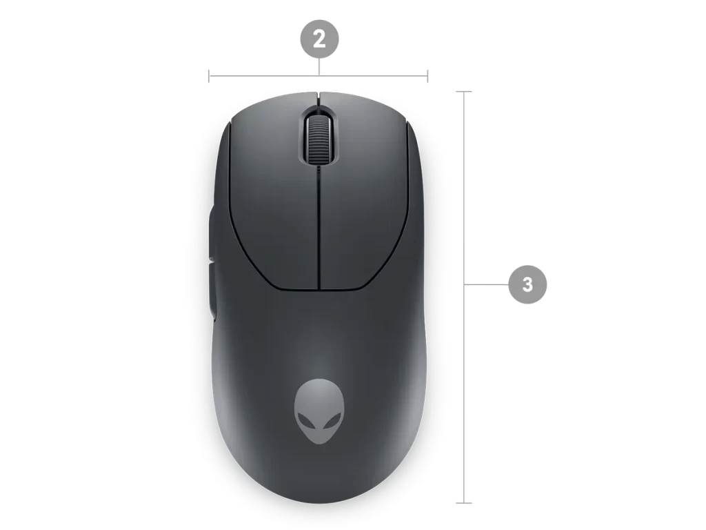 Alienware Pro Wireless Gaming Mouse - Dark Side of the Moon 24 alienware pro mouse dsotm pdp dimension width length