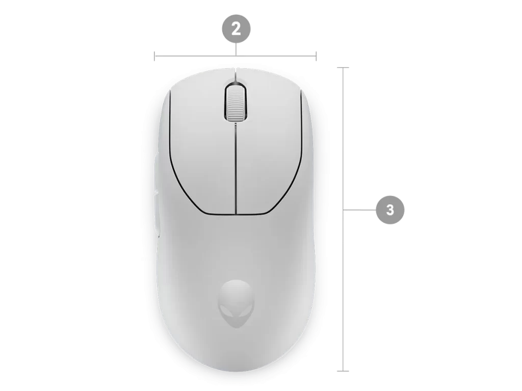Alienware Pro Wireless Gaming Mouse - Lunar Light 28 alienware pro mouse ll pdp dimension width length
