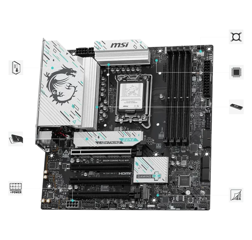 MSI B860M GAMING PLUS WIFI Mainboard 38 b860m gaming plus wifi hero exclusive