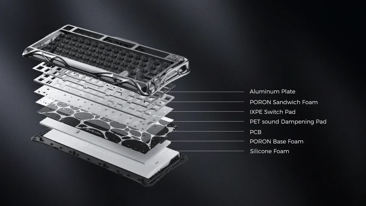 GravaStar Mercury V75 - Stealth Black - Magnetic HE Gaming Keyboard 21 gravastar mercury v75 he gaming keyboard 75 percent hall effect magnetic switches 8khz polling rgb aluminum hot swappable 14