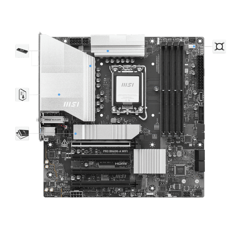 MSI PRO B860M-A WIFI Mainboard 55 pro b860 a wifi stable
