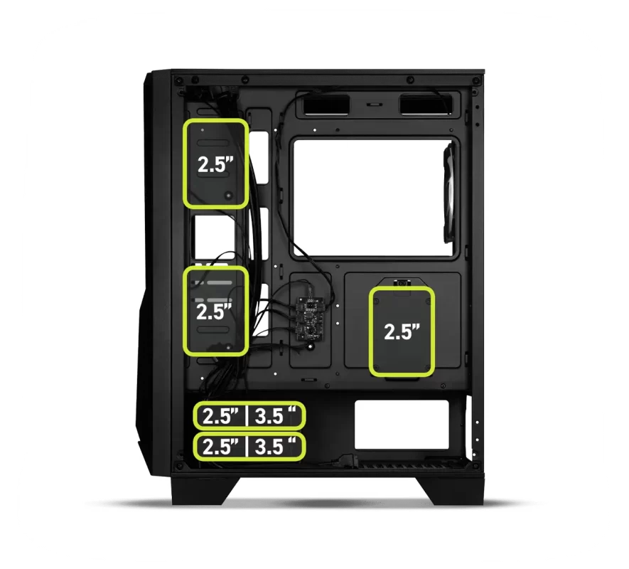 MSI MAG FORGE 130A AIRFLOW Gaming Case - Black, ATX, Tempered Glass, 4x 120mm ARGB included 42 storage img v1