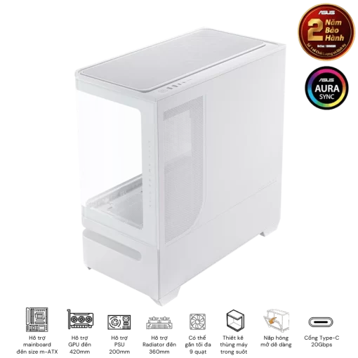 ASUS Prime AP202TG White M-ATX Tempered Glass Case