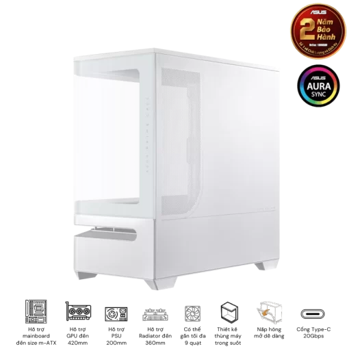 ASUS Prime AP202TG White M-ATX Tempered Glass Case
