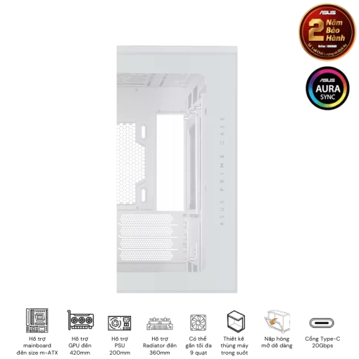 ASUS Prime AP202TG White M-ATX Tempered Glass Case