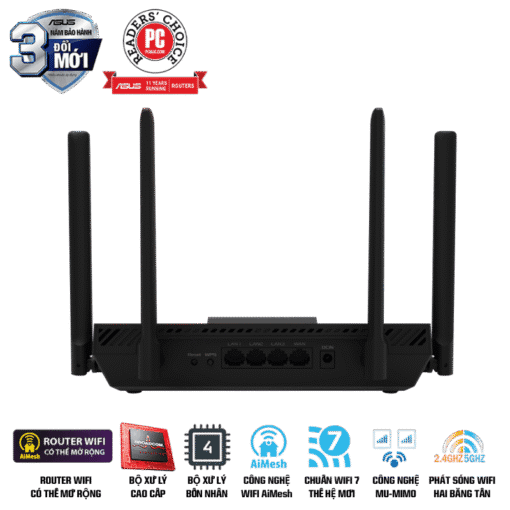 ASUS RT-BE50 WiFi 7 AiMesh Extendable Router - 688+2882 Mbps, 4x External antenna