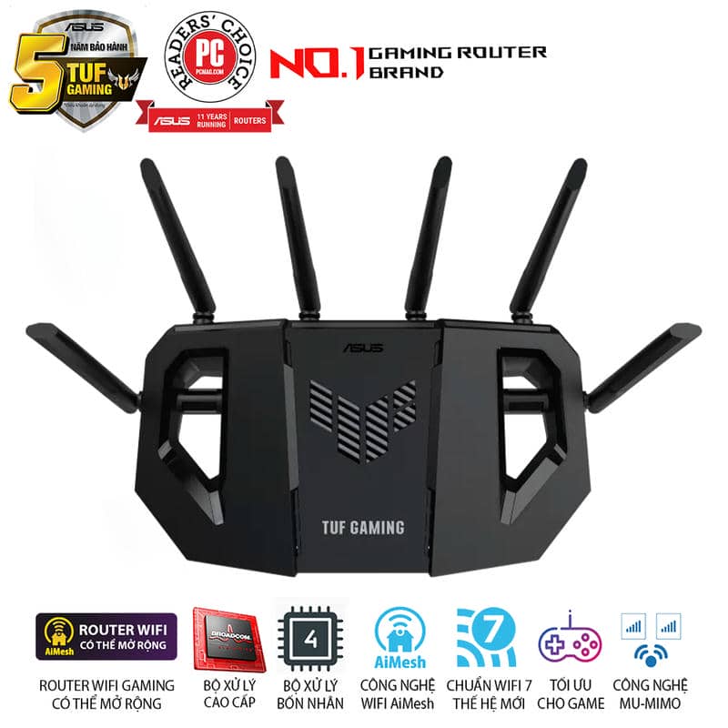 ASUS TUF Gaming BE6500 (TUF-BE6500) WiFi 7 Gaming Router - 688+5764 Mbps, 4x External antenna 3 ASUS TUF Gaming BE6500 (TUF-BE6500) WiFi 7 Gaming Router - 688+5764 Mbps, 4x External antenna