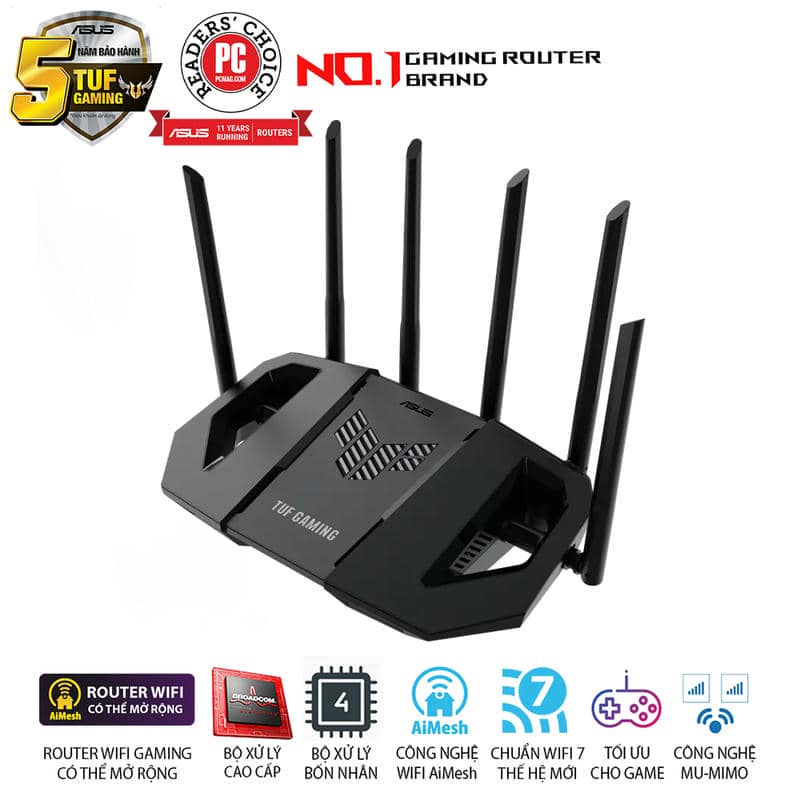 ASUS TUF Gaming BE6500 (TUF-BE6500) WiFi 7 Gaming Router - 688+5764 Mbps, 4x External antenna 4 ASUS TUF Gaming BE6500 (TUF-BE6500) WiFi 7 Gaming Router - 688+5764 Mbps, 4x External antenna