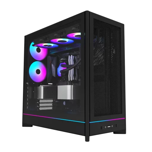 Montech HS01 Pro Black Mesh Front Panel ATX Case - 5x GF120 V2 ARGB fans included