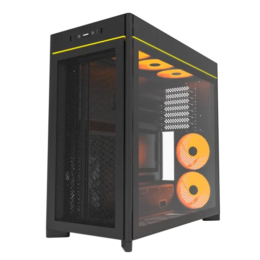 Montech HS01 Pro Black Mesh Front Panel ATX Case - 5x GF120 V2 ARGB fans included