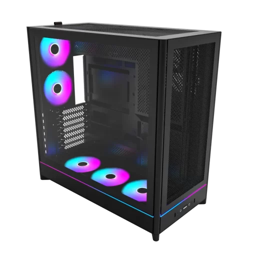 Montech HS01 Pro Black Mesh Front Panel ATX Case - 5x GF120 V2 ARGB fans included