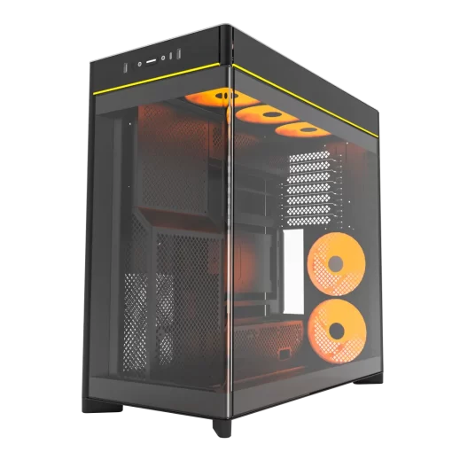 Montech HS02 Pro Tempered Glass Front Panel ATX Case - 5x GF120 V2 ARGB fans included