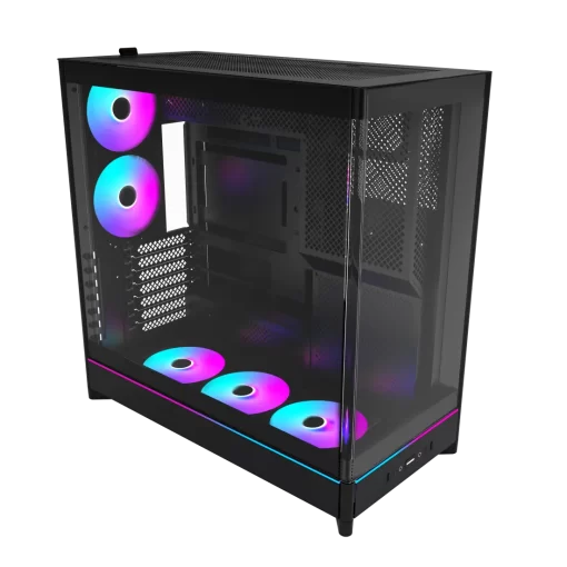 Montech HS02 Pro Tempered Glass Front Panel ATX Case - 5x GF120 V2 ARGB fans included