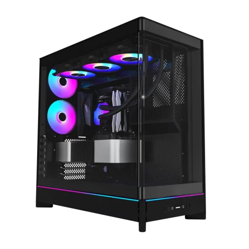 Montech HS02 Pro Tempered Glass Front Panel ATX Case - 5x GF120 V2 ARGB fans included