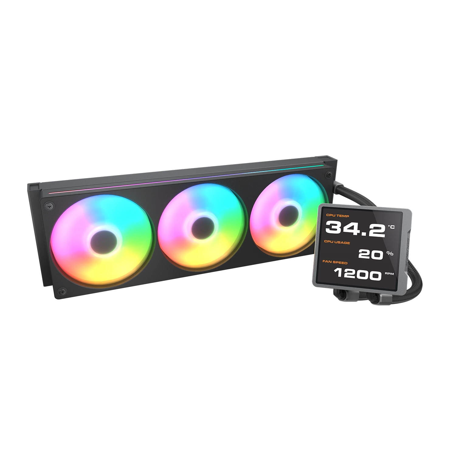 Cougar POSEIDON VISTEK PRO ARGB 360 Black AIO Liquid CPU Cooler - 3.95-inch IPS TFT LCD, 3x 120mm ARGB Fans 3 Cougar POSEIDON VISTEK PRO ARGB 360 Black AIO Liquid CPU Cooler - 3.95-inch IPS TFT LCD, 3x 120mm ARGB Fans