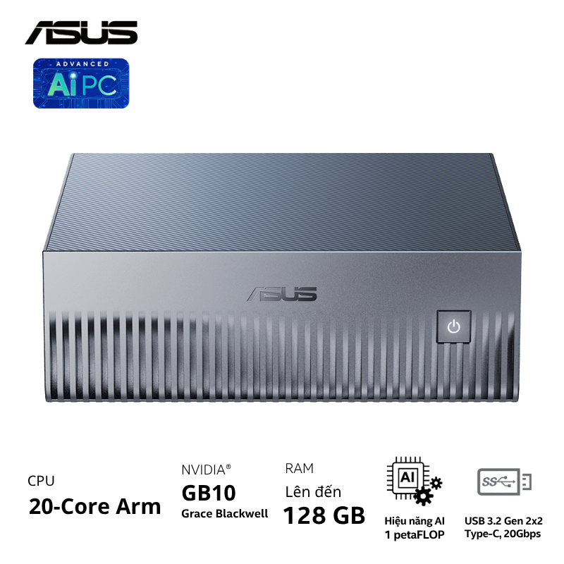 ASUS Ascent GX10 GX10-GG0036BN Desktop AI supercomputer - 4TB NVMe PCIe 5.0 SSD, ARM v9.2-A, GB10 Grace Blackwell GPU, 1 petaFLOP, 128 GB LPDDR5x, Wi-Fi 7 (Gig+), BT5.0 1 ASUS Ascent GX10 GX10-GG0036BN Desktop AI supercomputer - 4TB NVMe PCIe 5.0 SSD, ARM v9.2-A, GB10 Grace Blackwell GPU, 1 petaFLOP, 128 GB LPDDR5x, Wi-Fi 7 (Gig+), BT5.0