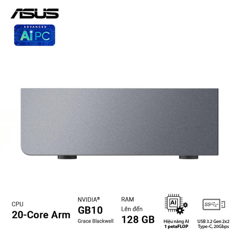 ASUS Ascent GX10 GX10-GG0036BN Desktop AI supercomputer - 4TB NVMe PCIe 5.0 SSD, ARM v9.2-A, GB10 Grace Blackwell GPU, 1 petaFLOP, 128 GB LPDDR5x, Wi-Fi 7 (Gig+), BT5.0 8 ASUS Ascent GX10 GX10-GG0036BN Desktop AI supercomputer - 4TB NVMe PCIe 5.0 SSD, ARM v9.2-A, GB10 Grace Blackwell GPU, 1 petaFLOP, 128 GB LPDDR5x, Wi-Fi 7 (Gig+), BT5.0