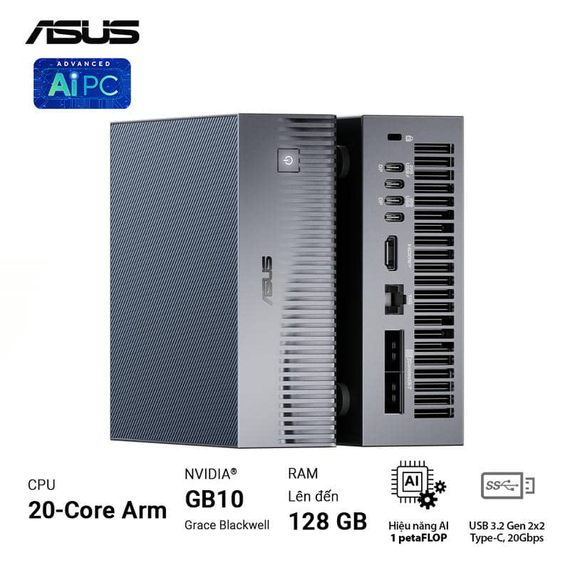 ASUS Ascent GX10 GX10-GG0036BN Desktop AI supercomputer - 4TB NVMe PCIe 5.0 SSD, ARM v9.2-A, GB10 Grace Blackwell GPU, 1 petaFLOP, 128 GB LPDDR5x, Wi-Fi 7 (Gig+), BT5.0 12 ASUS Ascent GX10 GX10-GG0036BN Desktop AI supercomputer - 4TB NVMe PCIe 5.0 SSD, ARM v9.2-A, GB10 Grace Blackwell GPU, 1 petaFLOP, 128 GB LPDDR5x, Wi-Fi 7 (Gig+), BT5.0