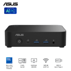 ASUS NUC 14 Essential (RNUC14MNK3500000) Desktop mini PC - Intel N355, Intel® Graphics, DDR5-4800, 1x NVMe, 1x SATA, 1x HDMI, 1x DP, Wi-Fi 6E AX211, NoOS, VESA