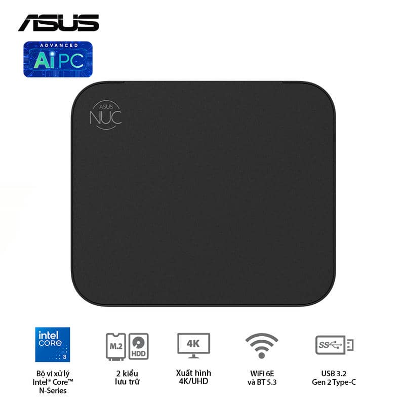 ASUS NUC 14 Essential (RNUC14MNK9700000) Desktop mini PC - Intel N97, Intel® UHD Graphics, DDR5-4800, 1x NVMe, 1x SATA, 1x HDMI, 1x DP, Wi-Fi 6E AX211, NoOS 10 ASUS NUC 14 Essential (RNUC14MNK9700000) Desktop mini PC - Intel N97, Intel® UHD Graphics, DDR5-4800, 1x NVMe, 1x SATA, 1x HDMI, 1x DP, Wi-Fi 6E AX211, NoOS