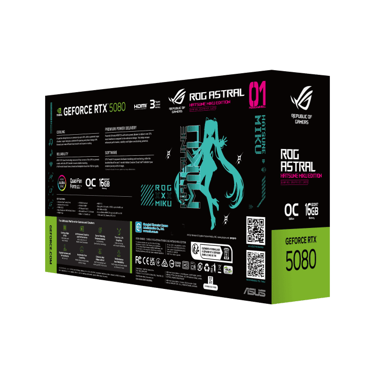 ASUS ROG Astral GeForce RTX 5080 OC HATSUNE MIKU EDITION 16GB GDDR7 Graphics Card 7 ASUS ROG Astral GeForce RTX 5080 OC HATSUNE MIKU EDITION 16GB GDDR7 Graphics Card