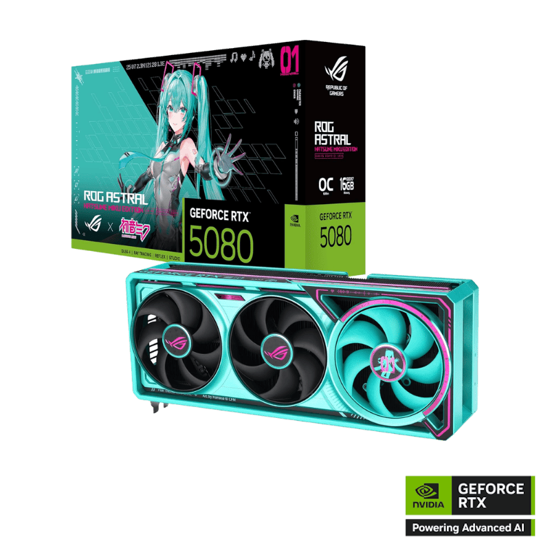 ASUS ROG Astral GeForce RTX 5080 OC HATSUNE MIKU EDITION 16GB GDDR7 Graphics Card 1 ASUS ROG Astral GeForce RTX 5080 OC HATSUNE MIKU EDITION 16GB GDDR7 Graphics Card