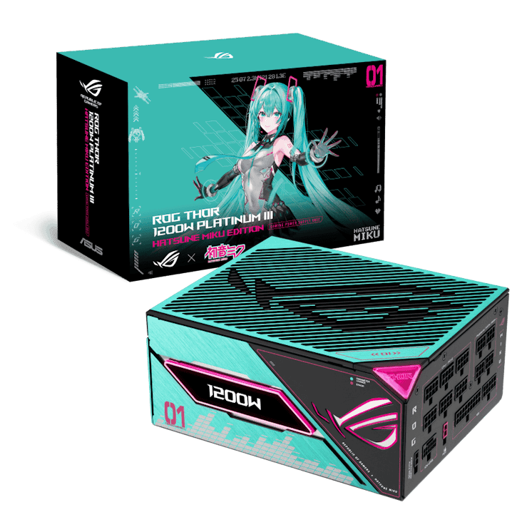 ASUS ROG Thor 1200W Platinum III Hatsune Miku Edition Gaming PSU - 1200W, ATX 3.1 compatible, magnetic OLED display, 80 Plus Platinum 1 ASUS ROG Thor 1200W Platinum III Hatsune Miku Edition Gaming PSU - 1200W, ATX 3.1 compatible, magnetic OLED display, 80 Plus Platinum