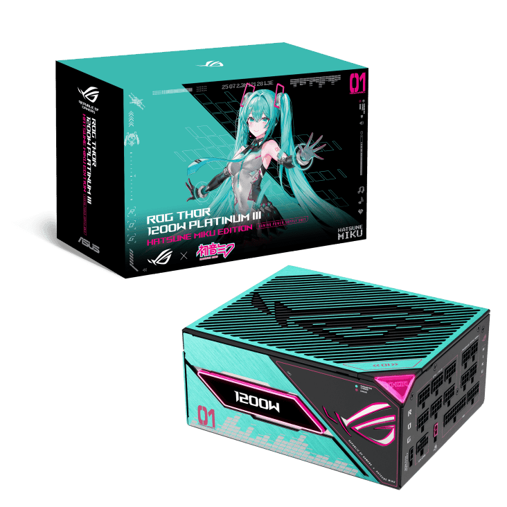 ASUS ROG Thor 1200W Platinum III Hatsune Miku Edition Gaming PSU - 1200W, ATX 3.1 compatible, magnetic OLED display, 80 Plus Platinum 13 ASUS ROG Thor 1200W Platinum III Hatsune Miku Edition Gaming PSU - 1200W, ATX 3.1 compatible, magnetic OLED display, 80 Plus Platinum