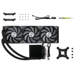 TRYX PANORAMA 360 BLACK AIO Liquid CPU Cooler - 6.5inch curved screen, 360mm radiator, Asetek Adela pump 9 1744196924160